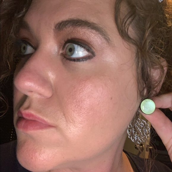(U2) Retro Green Dot Earrings - Picture 4 of 4